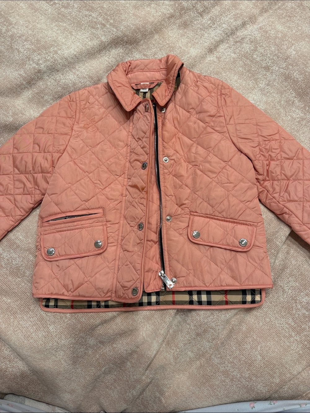 Burberry Quilted Blush Pink Kids Jacket